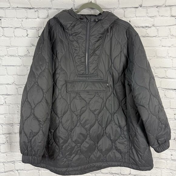 Madewell Airpuff Quilted Packable Popover Puffer Jacket Coat Coal Womens Plus 2X - Picture 3 of 15